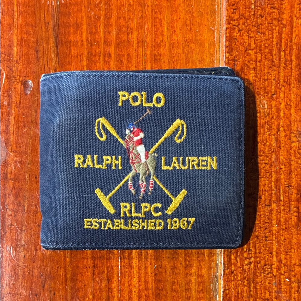 Ralph Lauren Black Polo Wallet with Gold Embroidery